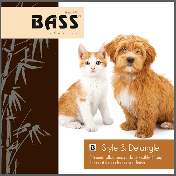 Bass Brushes | The Green Brush | Style & Detangle Pet Brush | 100% Bamboo Pin | Pure Bamboo Handle | Small Oval | Striped Finish | Model 15P