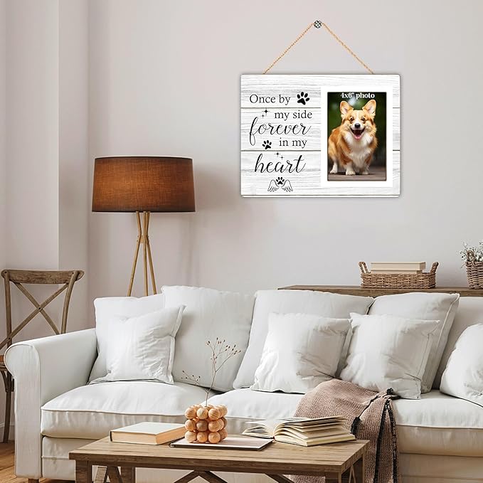 Memorial Picture Frame, Dog and Cat Memorial Photo Frame, Pet Memorial Gifts Photo Frame for Loss of Pet Sympathy Keepsake Gifts, Forever In My Heart