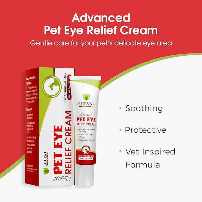 Pet Eye Relief Cream – Soothes Irritation & Moisturizes Dry Eyes – Dog Eye Cream, Cat Eye Ointment, and Pet Eye Care for Dogs, Cats & Horses – 7g Tube