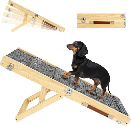 2026 Upgraded Dog Ramp for Couch, Foldable Small Dog Ramp for Sofa, 4 Adjustable Height from 13'' to 21", Portable Stable Pet Steps with Non-Slip Pad, Pet Ramps Use for Sofa Couch Stairs