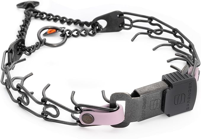 Herm Sprenger Black Stainless Steel Dog Collar with Quick Release ClicLock Buckle and Biothane Insert Training Collar Made in Germany (Pastel Purple, 16in x 2.25mm(Neck Size up to 13-14in))