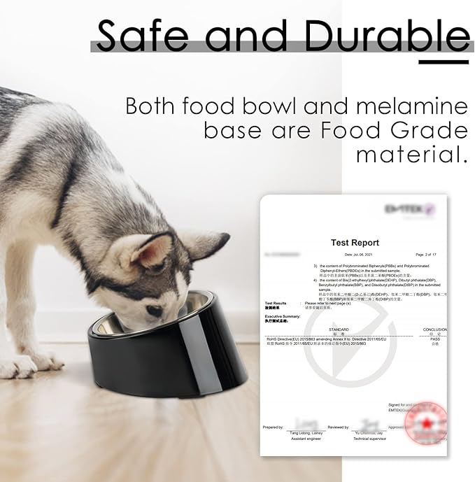 SuperDesign Small Tilted Dog Bowl for Flat-Faced Breeds, Slanted Bulldog Feeder with 2 oz / 0.5 Cup Capacity, 15° Angled Feeding Bowl for Puppies, Cats & Small Dogs, Dark Black