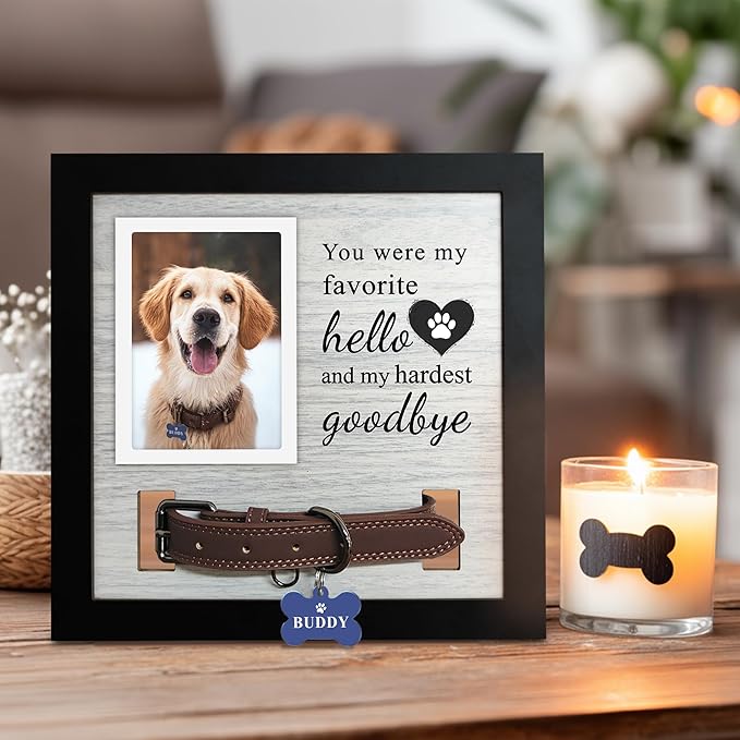 Dog Loss Gifts,Pet Memorial Frame with Collar Holder,Dog and Cat Collar Memorial Frame,Pet Memorial Gift for Dogs,Pets Loss Sympathy Gift for Pet Lover,Dog Moms
