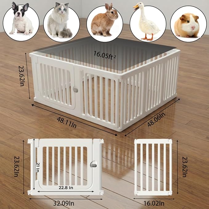 11-Panel Expandable Pet Playpen with Lockable Wide Door, 23.6 Inch Height Portable Indoor/Outdoor for Pets Under 22lbs or Baby, Easy Setup & Clean