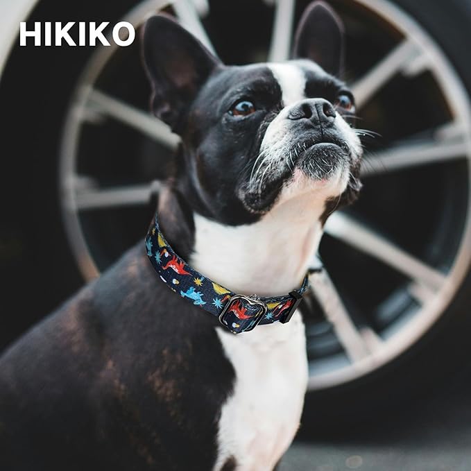 Hikiko Martingale Collar for Dogs with No Buckle Boy Male No Pull Dog Collars for Small Dogs,Dinosaur,S