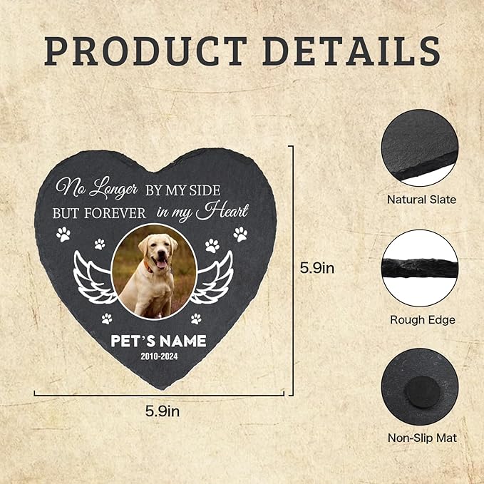 Cowcute Personalized Dog Memorial Stone, Customized Dog Memorial Gifts for Loss of Dog, Custom Pet Memorial Stone for Dog Mom Cat Owner, Garden Pet Grave Markers Headstone, Heart Shaped