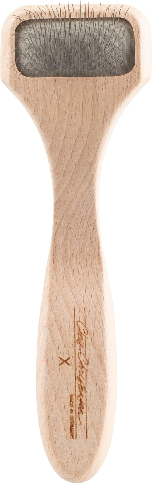 Chris Christensen Mark X Tiny Slicker Brush for Dogs, 12mm Pins, Groom Like a Pro, Handcrafted Lightweight Beechwood Ergonomic Handle, Stainless Steel Pins, A5X, XX-Small. Made in Germany.