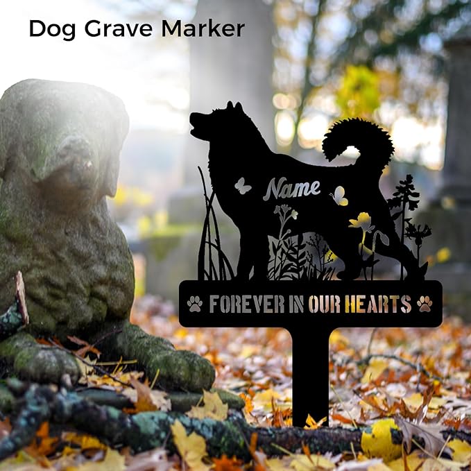 Custom Alaskan Malamute Mally Dog Memorial Stake, Personalized Dog Grave Marker, Metal Pet Tombstone, Outdoor Sympathy Sign for Garden Yard Decor, Pet Loss Gift