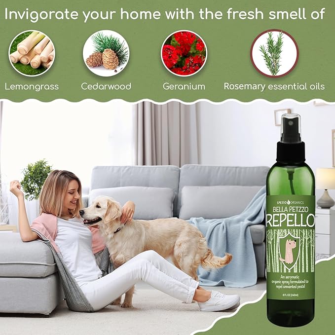 Repello Flea and Tick Spray for Dogs - Gentle & Effective Against Mosquitoes, Ticks, and Fleas - Made with Pure Organic Essential Oils