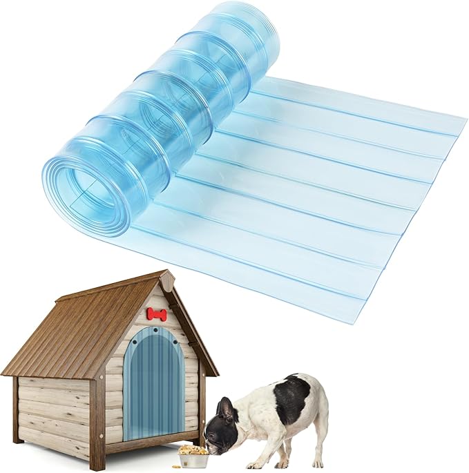 Dog Door Replacement Flap Plastic Vinyl Door Strips Transparent Dog House Door Flap Strips for DIY Dog or Cat Door, Easy to Cut & Install, 11.8 in x 4.9 ft