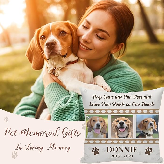 Alienc Personalized Dog Memorial Pillow with Photo - Custom Pet Memory Gift, Soft Sympathy Gift for Loss of Dog or Cat, Heartfelt Remembrance Throw Pillow