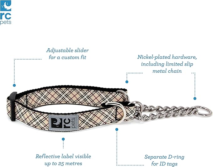 RC Pets 0.6" Martingale Training Collar, X-Small, Tan Tartan