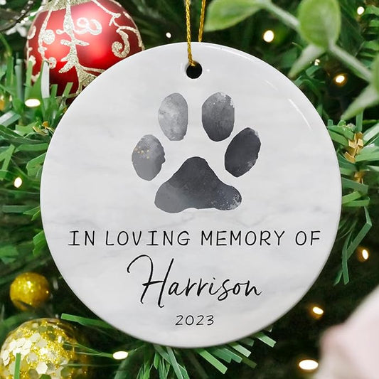 Personalized Pet Memorial Ornament for Christmas - Remembrance and Sympathy Gift for Dog Lovers - In Memory of Pet