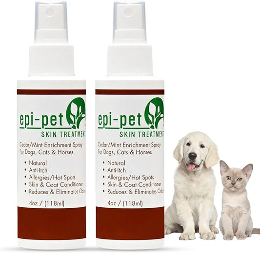 Epi-Pet Veterinary Formulated Dog Hot Spot and Dog Itch Spray, Pet Skin Treatment Spray for Allergies, Deshedding and Redness, Use it as Skin and Coat Conditioner 4 Fl Oz (Pack of 2), Cedar