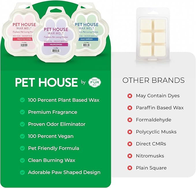 One Fur All Pet House Scented Wax Melts for Warmer - Long-Lasting Pet Friendly Plant Based Soy Wax Melts - Gingerbread Cookies Pack of 2