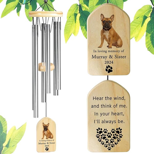 Touber Personalized Pet Remembrance Wind Chime - Dog Memorial Gift for Loss of Pet