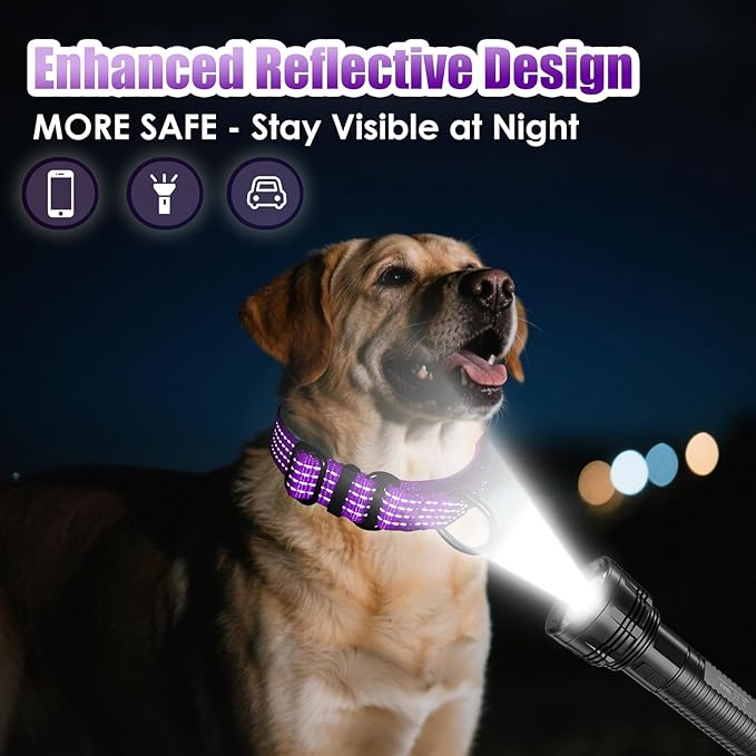 Martingale Dog Collar, Reflective No Pull Training Collar with Quick Release Buckle, Adjustable Heavy Duty Nylon Choker Collars for Small Medium Large Dogs(S,Purple)