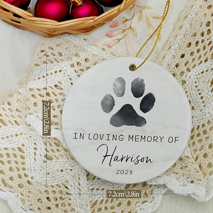 Personalized Pet Memorial Ornament for Christmas - Remembrance and Sympathy Gift for Dog Lovers - In Memory of Pet