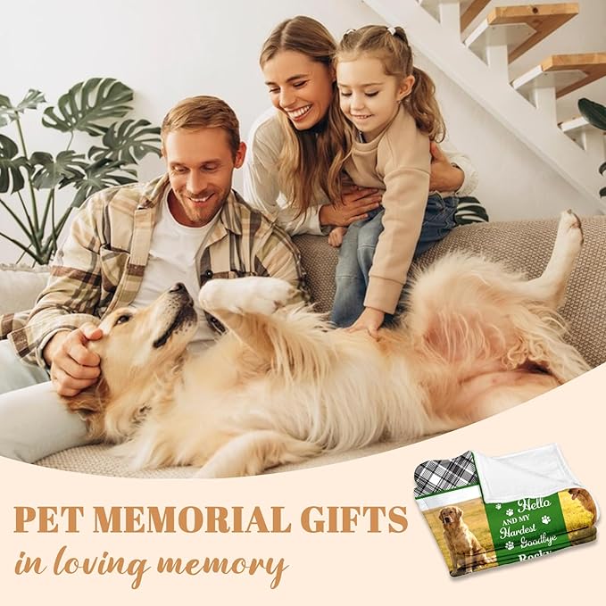 Custom Pet Memorial Blanket, Personalized Dog Memorial Blanket Gifts for Loss of Dogs, Customized Pet Throw Blanket with Photos, Dog Remembrance Bereavement Gift, in Memory of Dogs Gift for Pets Lover
