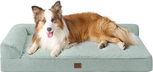 EHEYCIGA XL Dog Bed Memory Foam for Crate, Extra Large Dog Bed Orthopedic with Washable Removable Cover, Waterproof Pet Sofa Couch XLarge Size Dogs, 41x27x6.5, Greyish Green