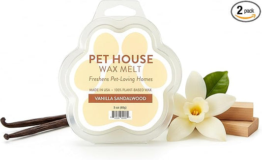 One Fur All Pet House Wax Melts - Vanilla Sandalwood Pack of 2 - Odor Eliminating, Long-Lasting Scented Wax Melts - Pet-Friendly, Natural