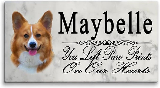 Broad Bay Corgi Memorial Stone Plaque - Dog Remembrance Sympathy Gift or Garden Marker - Outdoor Grave Headstone