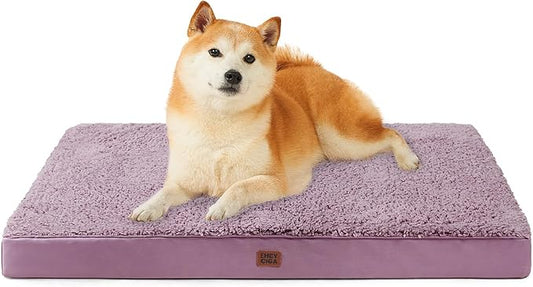 EHEYCIGA Orthopedic Dog Beds for Large Dogs with Removable Washable Cover, Fog Purple, 36x27