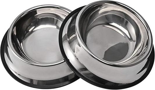2Packs Stainless Steel Dog Bowl with Anti-Skid Rubber Base for Small/Medium/Large Pet, Perfect Dish, Pets Feeder Bowl and Water Bowl Perfect Choice for Dog Puppy Cat and Kitten (26oz)