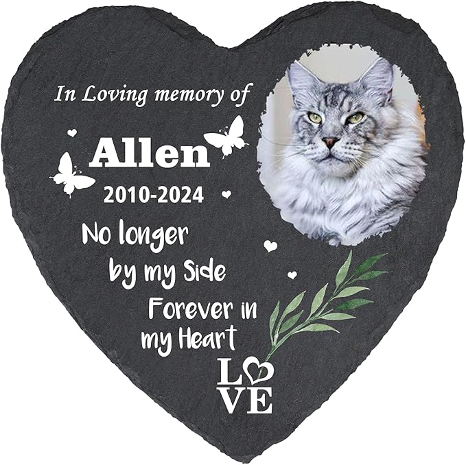 Cowcute Personalized Pet Memory Stone for Cat, Customized in Loving Memory Pet Remembrance Plaque Garden Stones, Dog Memorial Stones for Loss of Dog, Pet Memorial Gifts for Cat Mom Dog Lover Owner