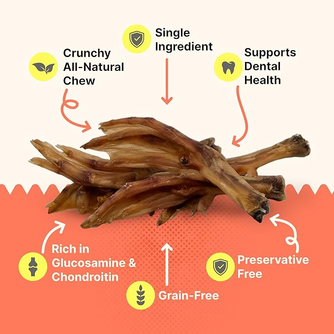 Gaines Pet Duck Feet for Dogs – 8 Count, Natural Chews with Glucosamine, Chondroitin & Collagen – Single Ingredient Dog Treats, Grain-Free, USA Made, Joint & Dental Health Support