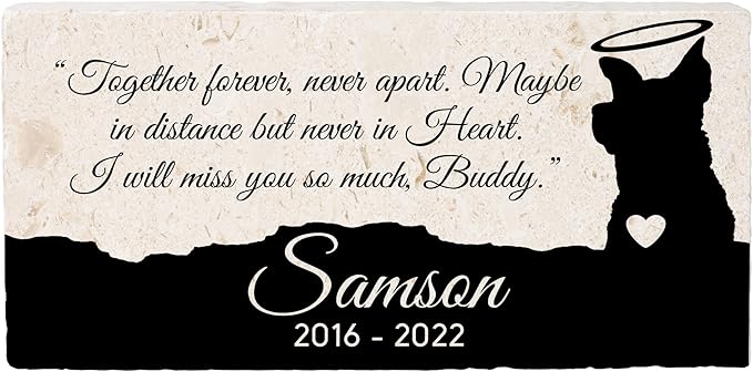 Personalized Pet Memorial Stone, 6x12 Custom Limestone Pet Grave Markers as Keepsake or Pet Remembrance, Thoughtful Pet Loss Gifts for Bereaved Pet Owners, Personalized Memorial Gifts (Samson)