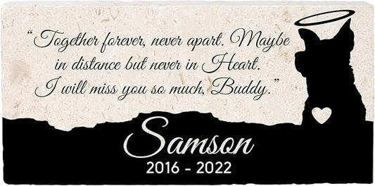 Personalized Pet Memorial Stone, 6x12 Custom Limestone Pet Grave Markers as Keepsake or Pet Remembrance, Thoughtful Pet Loss Gifts for Bereaved Pet Owners, Personalized Memorial Gifts (Samson)