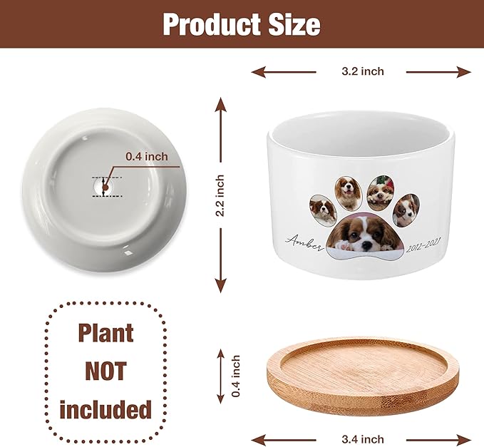Customized Dog Memorial Picture Plant Pot Remembrance Gifts With Heartfelt Sentimental Quote Loss Plaque In Loving Memory of Dog Cat Plant Pot for Outdoor Sympathy Pawprints Pet Decor Gifts