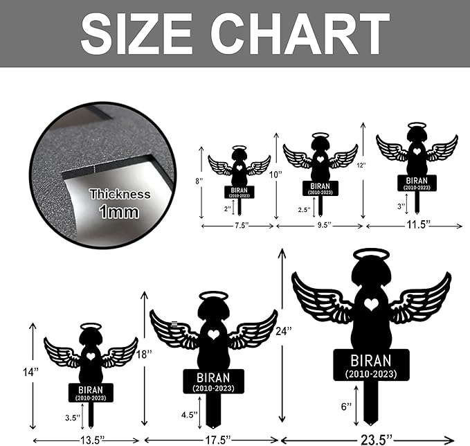Personalized Pet Dogs Metal Grave Markers Signs Stake, Angel Dog Pet Loss Memorial Gift at Dog Tombstones Headstones Garden Outdoor, Sympathy Cemetery Gift for Lost Loved, 8inch, black