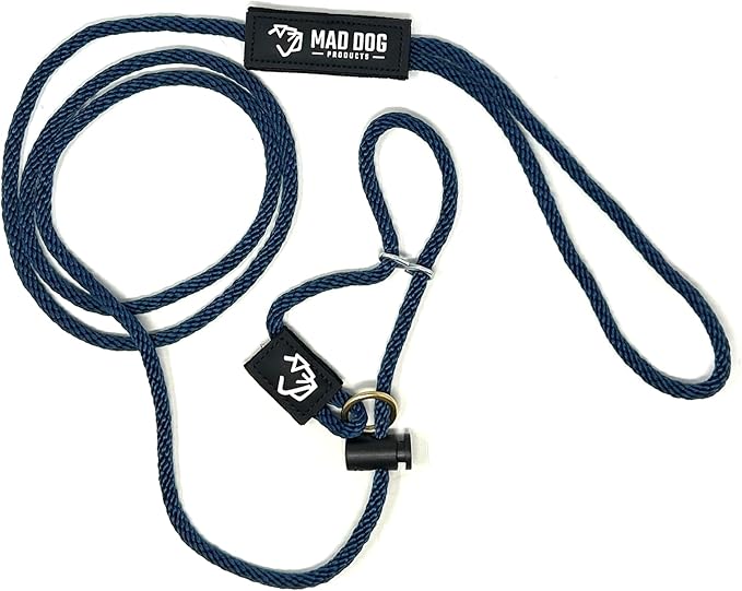 Mad Dog Products Easy Leader Dog Leash 1/4" x 6' Navy Signature Rope - Made in USA