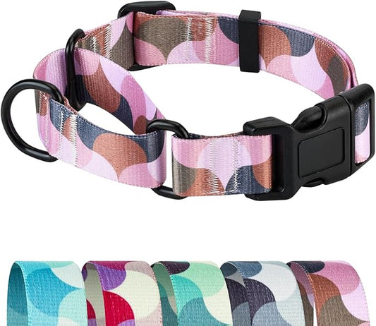 Martingale Dog Collars,Adjustable Soft Nylon Quick Release Buckle,No Pull Training Collar for Large Medium Small Dogs