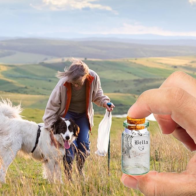 3pcs Personalized Pet Fur Keepsake Jar Custom Memorial Urn Bottles for Pet Ashes, Hair & Teeth, Sympathy Gift for Loss of Dog Cat(Customized)
