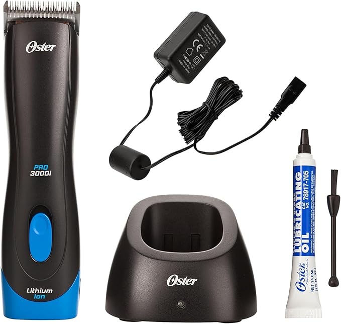 Oster Professional Cordless 3000i Dog & Animal Clippers - Pet, Livestock & Dog Grooming Clippers - Ergonomic, Heavy Duty Design - Includes Size 10 CryogenX Blade, Battery & Charging Stand