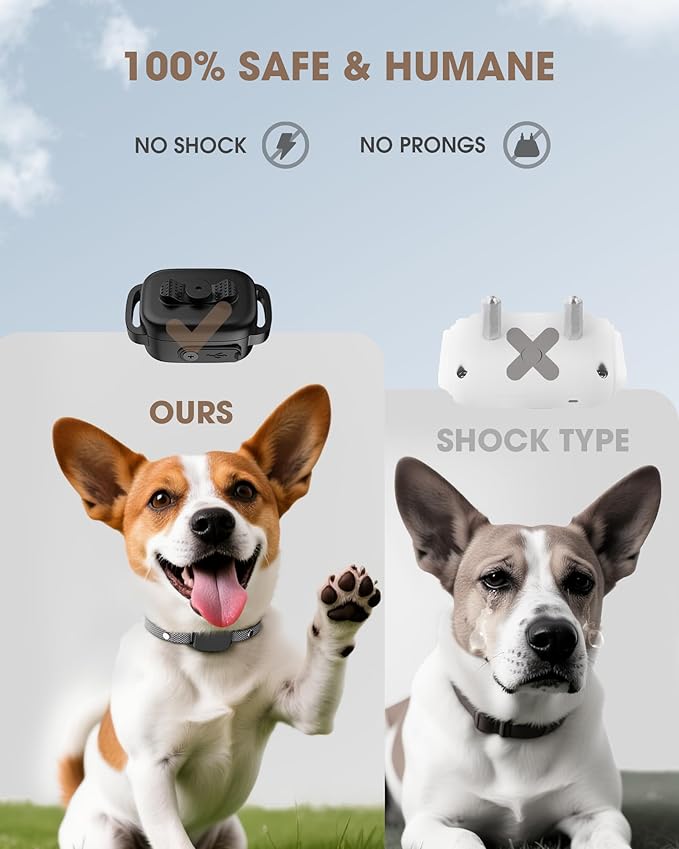 No Shock No Prongs Dog Training Collar, 100% Safe & Humane for Small Medium Dogs, Sound & 2X Strong Vibration(1-9) & Combo Mode (1-9), 2600Ft Remote Range E-Collar with Smart Power Mode（Black）