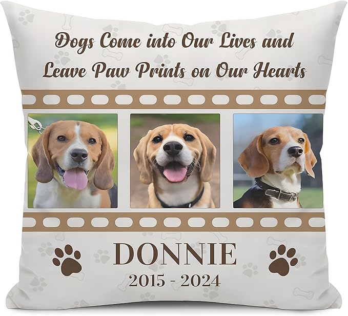 Alienc Personalized Dog Memorial Pillow with Photo - Custom Pet Memory Gift, Soft Sympathy Gift for Loss of Dog or Cat, Heartfelt Remembrance Throw Pillow