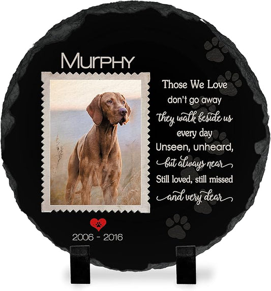 Pet Memorial Stone with Photo - 12" Round - 6 Designs - Pet Grave Marker - Pet Headstone | Dog Memorial Stone - Garden Memorial Stones - Personalized Memorial | Waterproof - Outdoor & Indoor #5