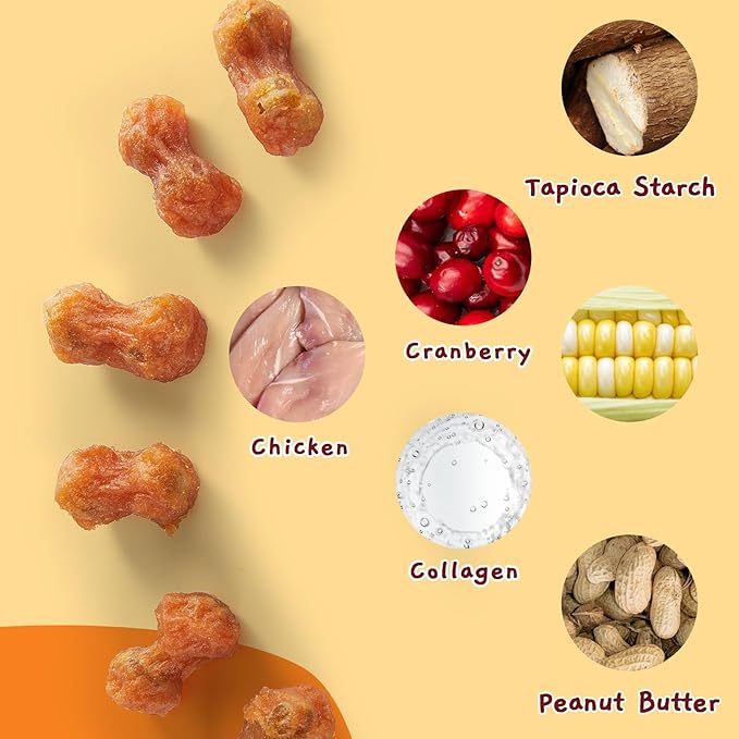 Jungle Calling Rawhide Free Dog Chew Treats, Real Chicken Wrapped Peanut Butter Bones, Teeth Clean Chewy Training Snacks, 6 oz