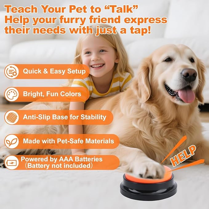 Dog Buttons for Communication, 12 Pcs 6 Color Dog Talking Button Set, 30s Recordable Voice Pet Training Buzzers, Speaking Buttons for Dogs & Cats with 2 Mats,2 Scene Stickers (Batteries Not Included)