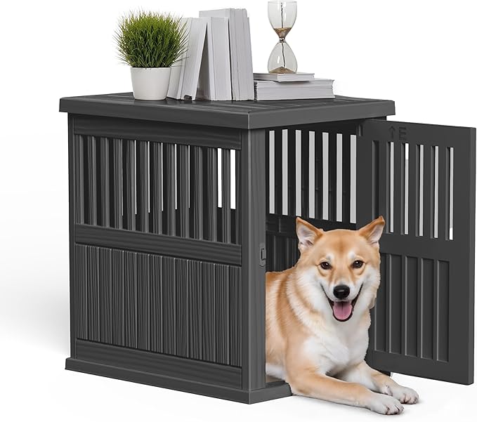 Durable Dog Crate Furniture with Lockable Door,Dog House Indoor for Small Medium Large Dogs (Black, Medium)