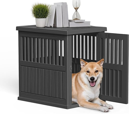 Durable Dog Crate Furniture with Lockable Door,Dog House Indoor for Small Medium Large Dogs (Black, Medium)