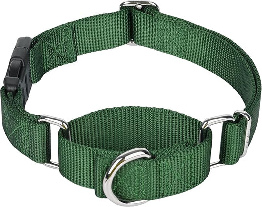 Martingale Collar for Dogs with Quick Release Buckle, Heavy-Duty Solid Color Nylon Training Collars - Adjustable No-Slip Design for Medium & Large Dog