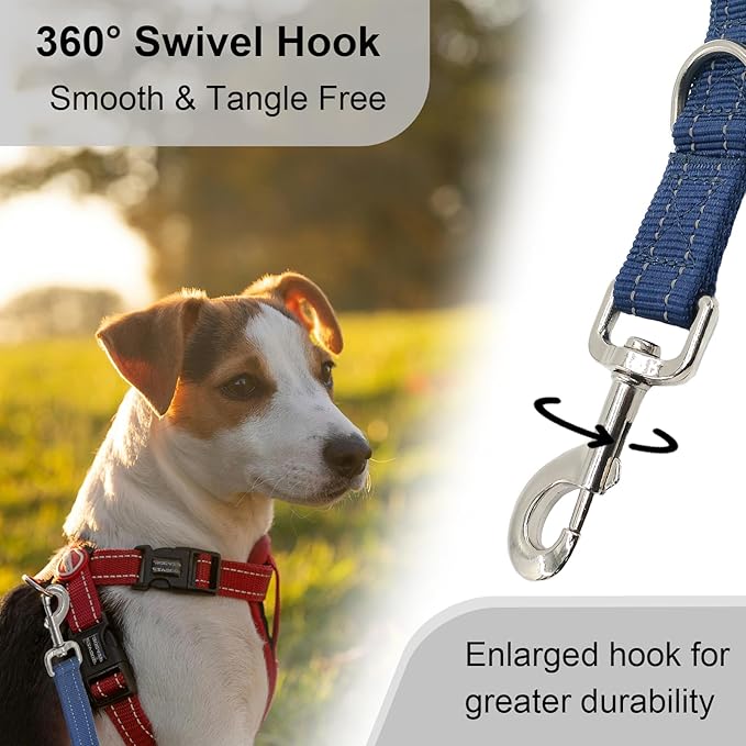 Standard Training Leashes 12 Inches for Dogs, Short Traffic Dog Leash Heavy Duty Padded Handle, Nylon Anti Pull for Reflective, Short Line Dog for Small, Medium and Large Dogs 1 FT Blue