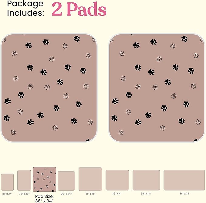 Super Absorbent Washable Pee Pads for Dogs - 2-Pack Superior Reusable Puppy Pads Pet Training Pads –100% Waterproof Dog Pee Pad Protects Against Urine Leakage Non-Slip Grip Prevents Slipping& Bunching