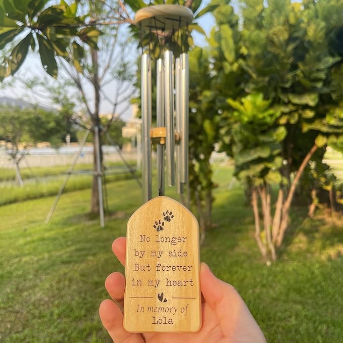 Dog Memorial Gifts, Jocidea Personalized Pet Memorial Wind Chime, Loss of Dog Sympathy Gift, Pet Remembrance Gifts, in Memory of Dog Cat, Loss of Pet - Forever in My Heart