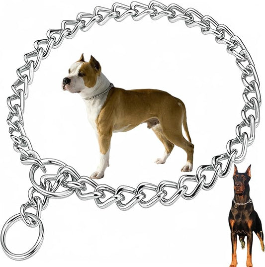 Chain Collar for Dogs, Metal Slip Link Training Heavy Duty Dog Collar Martingale Puppy Collars for XS Small Medium Large Big XL Breed Dogs (Silver, XXS